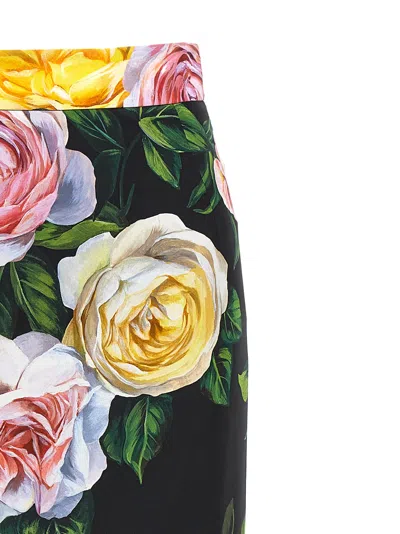 Dolce & Gabbana Multicolor Shirt With Oversize Pointed Collar And All-over Floral Motif In Silk Stretch Woman