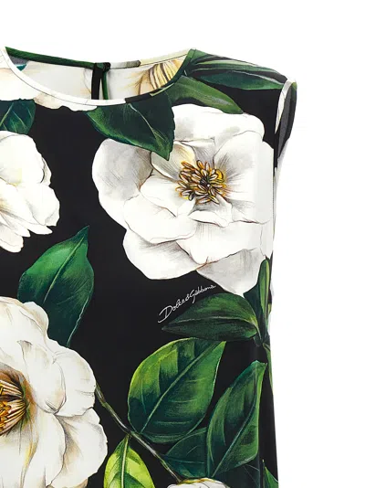 Dolce & Gabbana Gardenia Print Stretch Silk Charmeuse Sleeveless Top