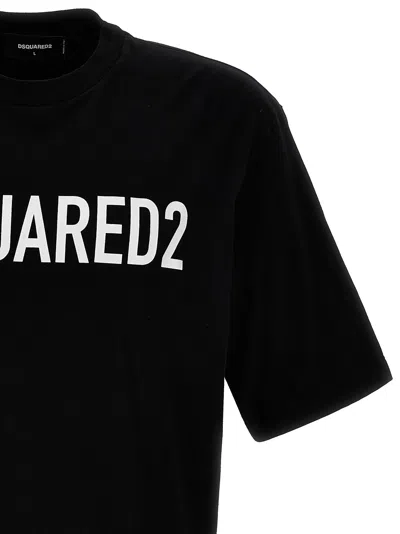 Dsquared2 Mens Black Brand-print Crewneck Regular-fit Cotton-jersey T-shirt