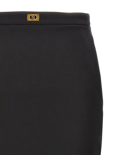 Elisabetta Franchi Longuette Skirt With Satin Side Bands