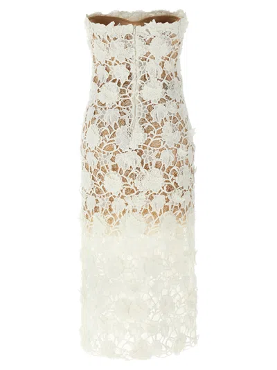Ermanno Scervino Lace Overlay Strapless Midi Dress