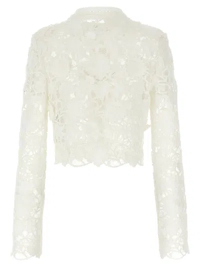 Ermanno Scervino White Macram Tulle Cardigan