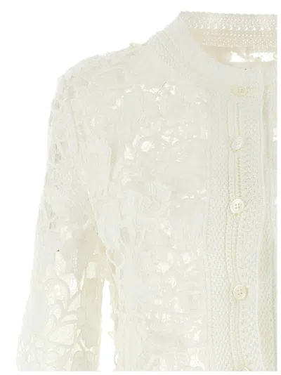 Ermanno Scervino White Macram Tulle Cardigan