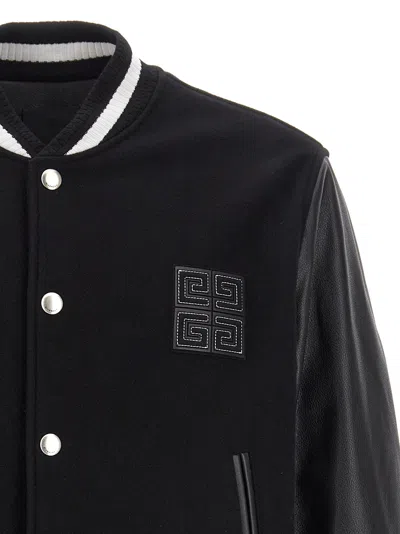 Givenchy Black Jacket With 4g Motif On Front In Wool And Tech Fabric Blend Man