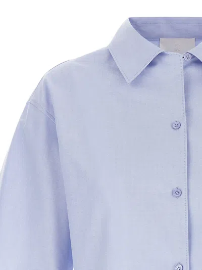 Givenchy Cropped Cotton Shirt With Embroidered Logo In Blue