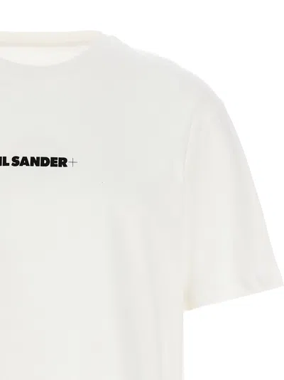 Jil Sander White T-shirt With Short Sleeves And Contrasting Logo Print In Cotton Man