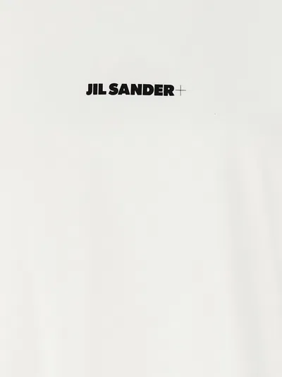 Jil Sander White T-shirt With Short Sleeves And Contrasting Logo Print In Cotton Man