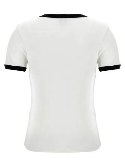 Kenzo White Crewneck T-shirt With Logo Patch On The Front And Contrasting Details