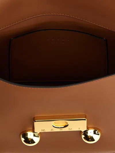 Marni Brown Leather Trunkaroo Medium Bag In Brown