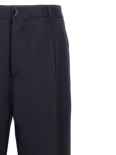Marni Deep Blue Tropical Wool Trousers With Drawstring Waist