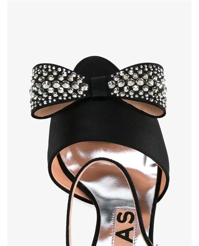 Shop Rochas Crystal Embellished Bow Satin Sandals