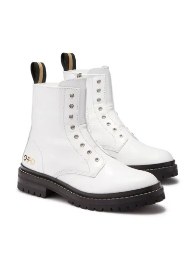 On This Day Women's Laceless Leather Combat Boots In White In White