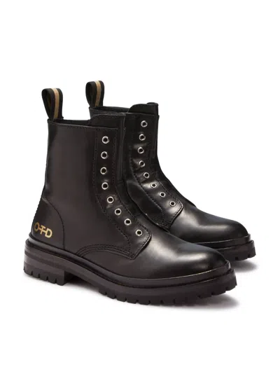 On This Day Women's Laceless Leather Combat Boots In Black In Black