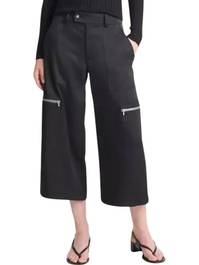 Vince Satin Parachute Crop Wide Leg Pants In Black