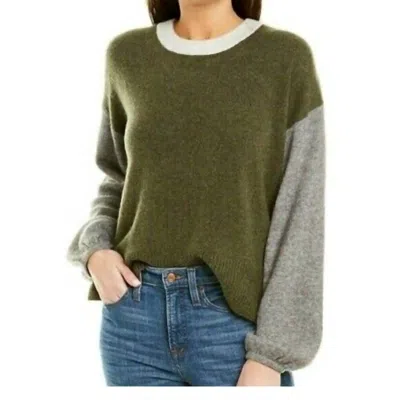 Madewell Payton Colorblock Sweater Wool Blend Sweater In Green In Green