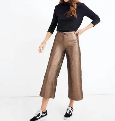 Madewell Emmette Wide Leg Metallic Crop Pants In Bronze/gold In Multi