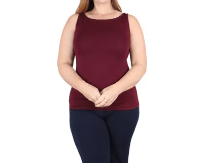 Undersummers Natural Compact Boat Neck Tank In Burgundy In White