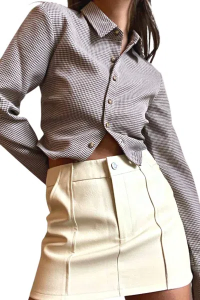 Et Clet Mazie Gingham Open Back Blouse In Brown In Brown
