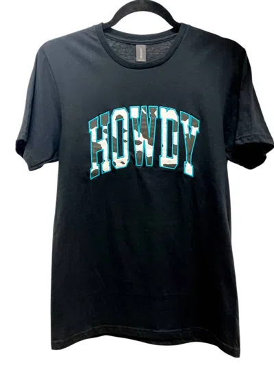 Gildan Howdy Embroidered Graphic Tee Top In Black In Black