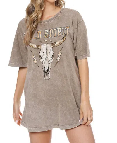Zutter Wild Spirit Longhorn Graphic Tee Top In Brown In Brown