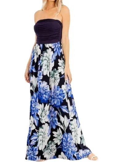 Heimish Usa Floral Print Sleeveless Maxi Dress In Navy In Blue
