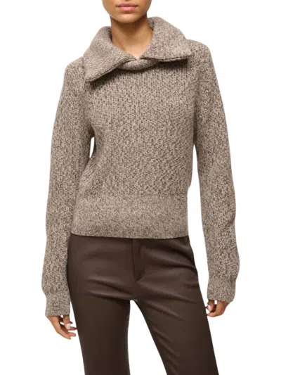 Staud Christopher Marled Wool Blend Collared Sweater In Multi