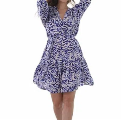 Veronica M Frederick Shirt Dress With Belt In Blue/white In Blue