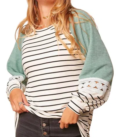 Haptics Lace Long Sleeve Top In Seafoam In Green