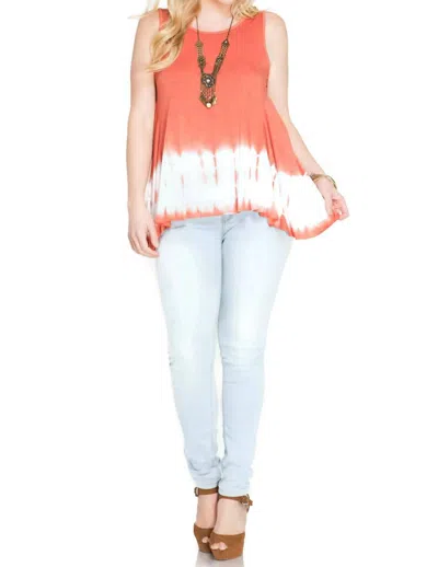 She + Sky Tie Dye Sleeveless Tank - Plus In Coral In Pink