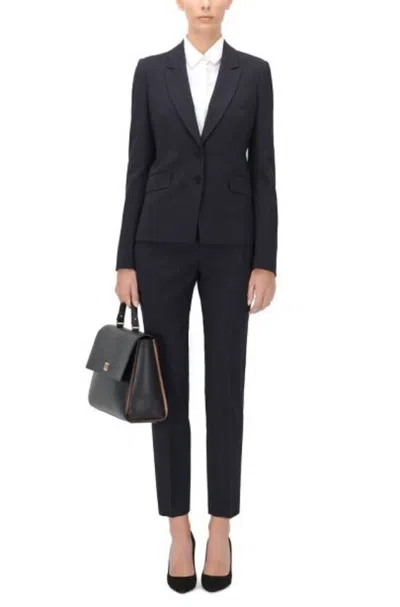 Hugo Boss Tiluna Fundamental Straight Wool Pants In Black In Black