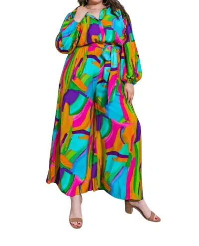 FLYING TOMATO A COLORFUL JUMPSUIT - PLUS IN GREEN/PINK 