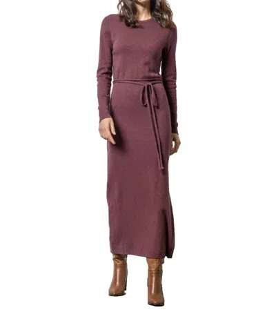 Lilla P Belted Maxi Column Dress In Wine In Pink