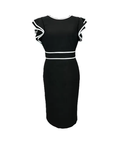 Frank Lyman Ruffle Sleeve Dress In Black/white In Multi