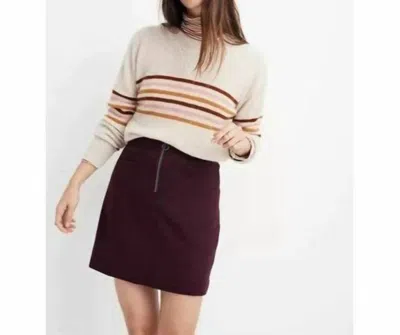 Madewell Fireside Wool Blend Retro Style Mini Skirt In Burgundy In White