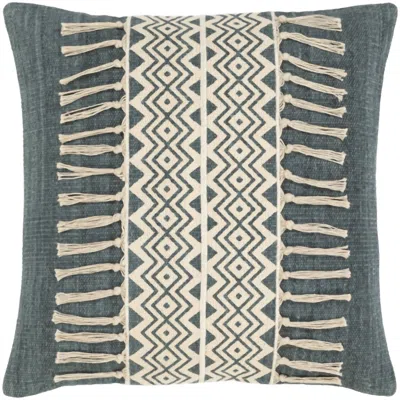 Mickler & Co. Tanny Pillow With Tassels In Blue/turquoise/ivory