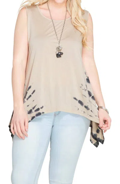 She + Sky Sleeveless Tank Top In Taupe In Grey