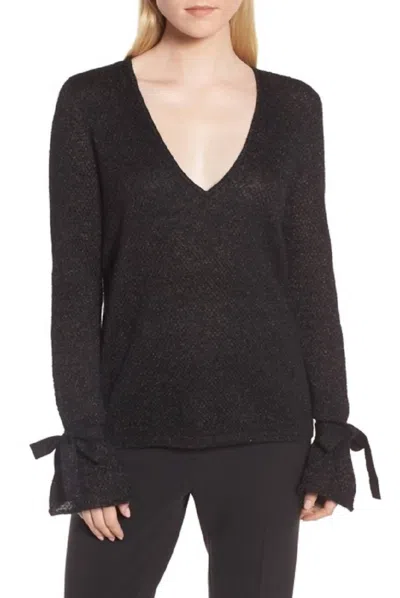 Lewit Metallic Mohair Blend Sweater In Black/gold In Black