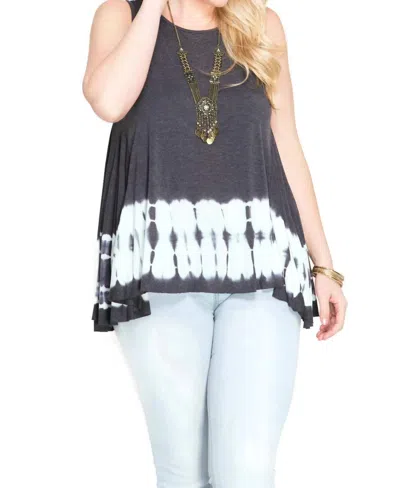She + Sky Tie Dye Sleeveless Tank - Plus In Charcoal In Pink
