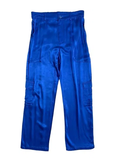 Young Fabulous & Broke Women's Satin Cargo Pants In Blue In Blue