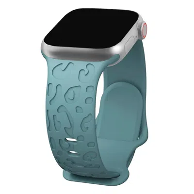 Strawberry Avocados Iwatch Leopard Laser Cut Silicone Band In Teal In Blue