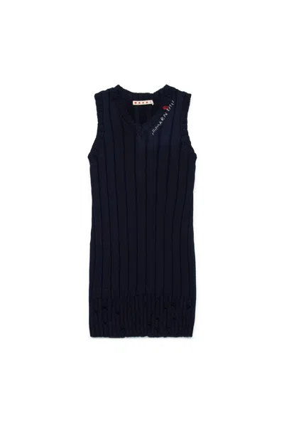 Marni Rib-knit Dress In Blue