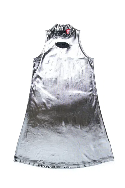 Diesel Abito Lungo Smanicato Metallizzato In Grey