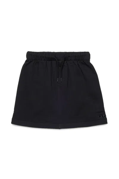 Diesel Fleece Skirt With Oval D Logo In Black