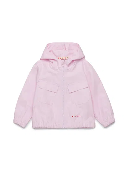 Marni Giacca In Gabardina Con Cappuccio In Pink