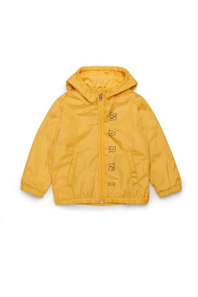 Marni Outline Branded Windbreaker Jacket In Yellow