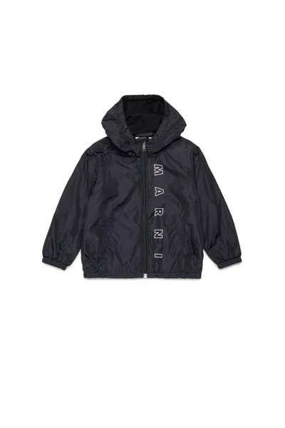 Marni Giacca Windbreaker Con Logo  Outline In Black