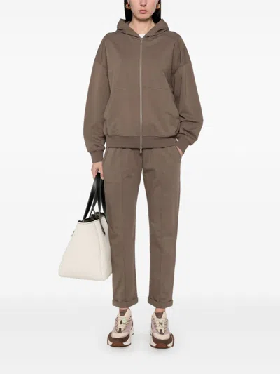 Brunello Cucinelli Zippered Cotton Hoodie With Kangaroo Pocket