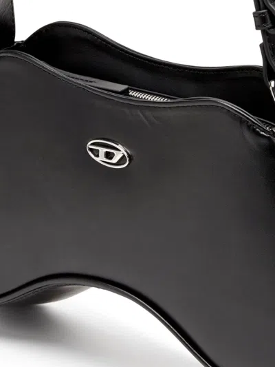 Diesel 'play' Black Shoulder Bag With Oval D Logo Detail On The Front In Ecoleather Woman