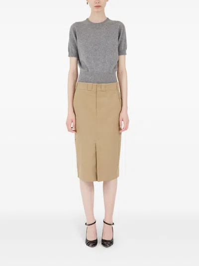 Maison Margiela Cotton Gabardine Midi Skirt Skirts Beige