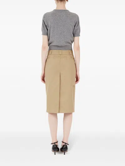 Maison Margiela Cotton Gabardine Midi Skirt Skirts Beige